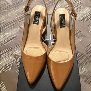 Jones New York Camel Patent Slingback Pointed-Toe Pumps
